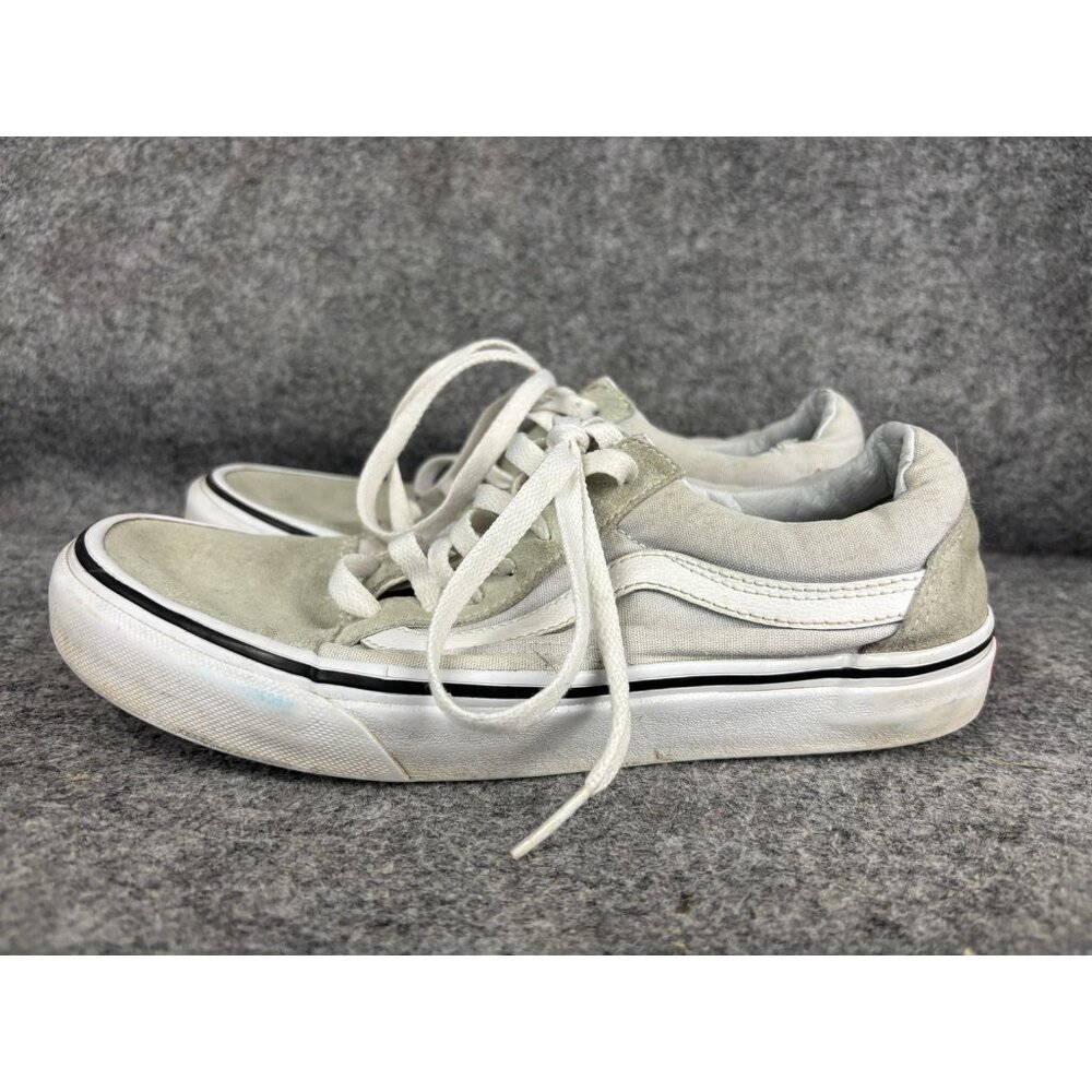 Vans Old Skool Shoes Womens Size 7.5 Mens 6 White Gray Suede Skate Low Top